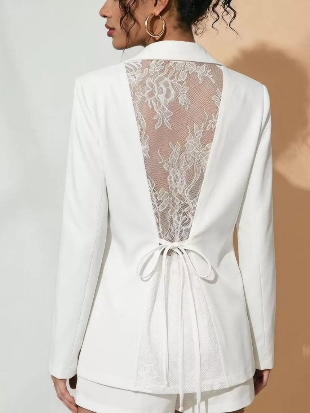 Lace-Back One Button Blazer - Picture 3 of 4